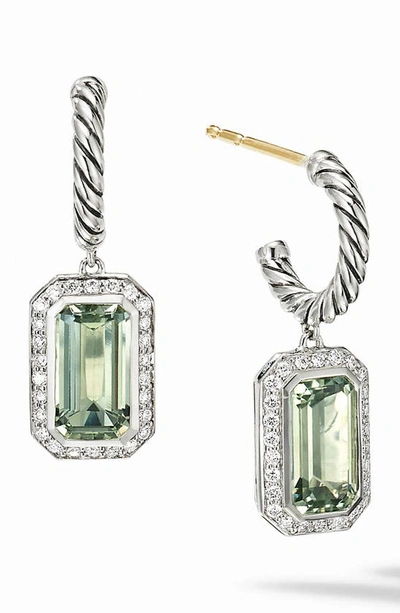 David Yurman Sterling Silver Novella Drop Earrings With Prasiolite And Pave Diamonds
