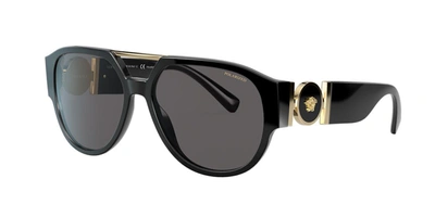 Versace Men's Polarized Brow Bar Round Sunglasses, 58mm In Dark Grey - Polar