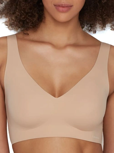 Calvin Klein Invisibles Plunge Neck Bralette In Bare