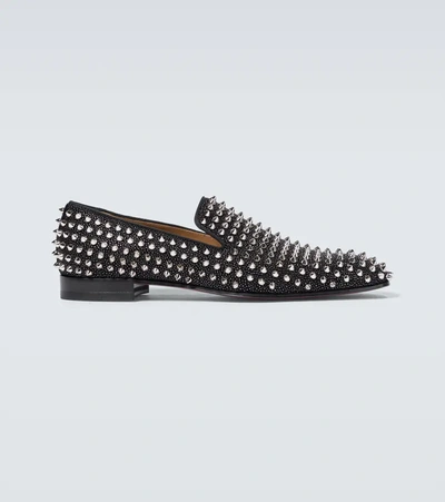 Christian Louboutin Black Suede Rollerboy Spikes Loafers