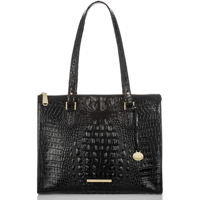 Brahmin Anywhere Convertible Melbourne Embossed Leather Satchel In Black,gold