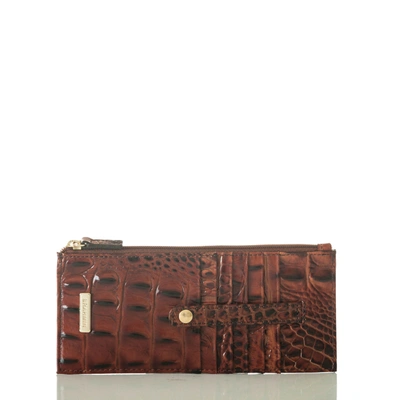 Brahmin Credit Card Melbourne Embossed Leather Wallet In Pecan/gold