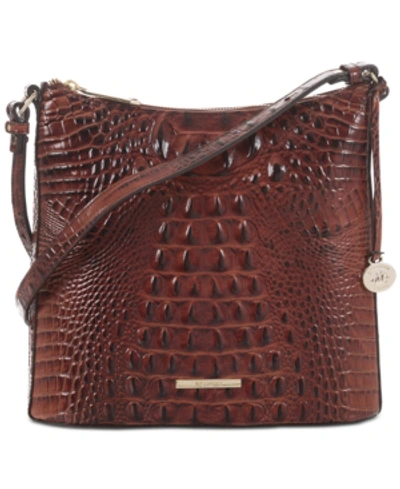 Brahmin Katie Melbourne Embossed Leather Crossbody In Pecan Melbourne,gold