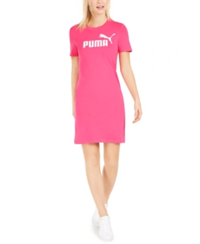 Puma Women's Ess Logo Fitted T-shirt Dress In Carmine Rose