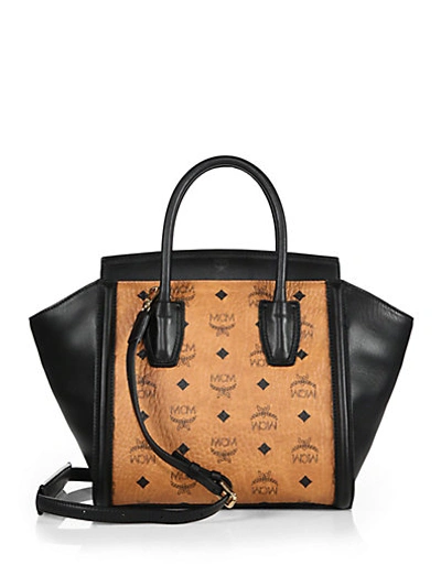 MCM Brown/Black Visetos Coated Canvas and Leather Open Tote