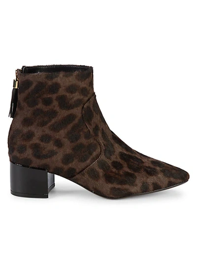 Karl Lagerfeld Maude Animal Print Cow Hair Booties In Chocolate Black