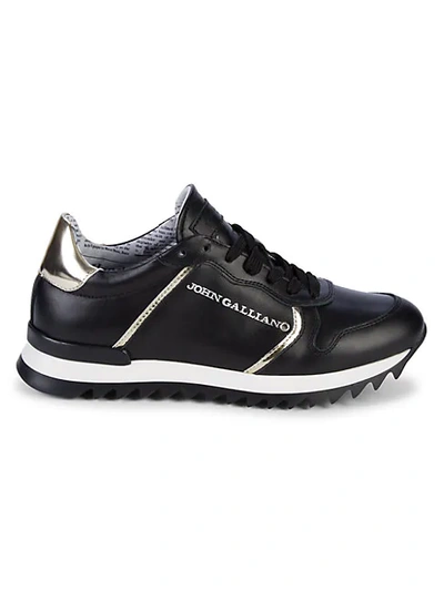 John Galliano Leather Sneakers In Black