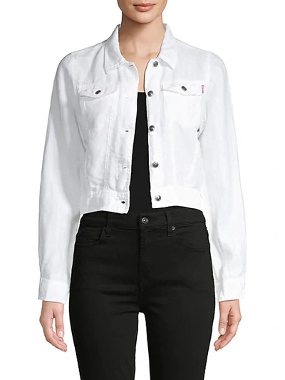 Hard Tail Crop Linen Jean Jacket In White