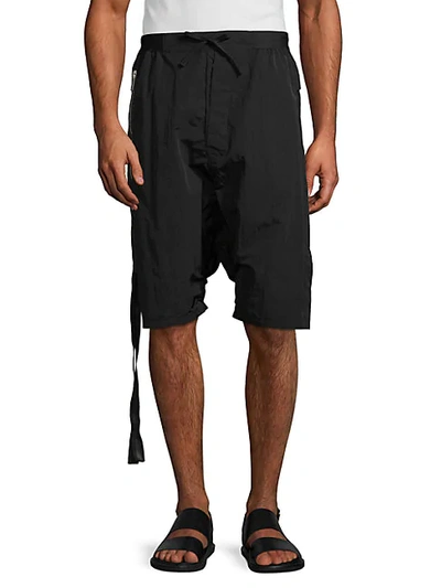 Ben Taverniti Unravel Project Nylon Drop-crotch Shorts In Black