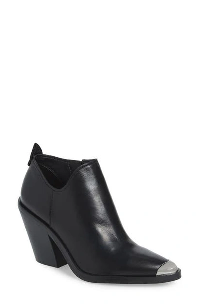Rebecca Minkoff Seiji Western Stack-heel Leather Booties In Black Leather