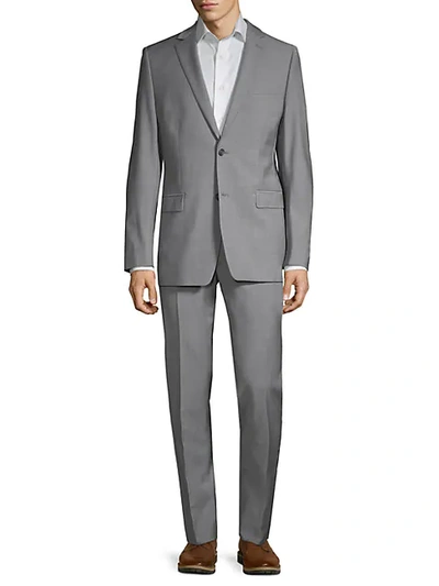 Calvin Klein Skinny-fit Stretch Wool Sharkskin Suit In Light Grey