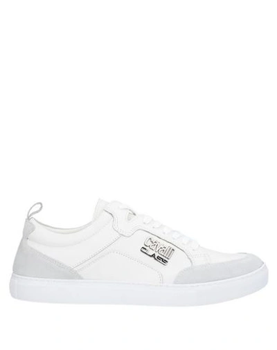 Cavalli Class Leather & Suede Sneakers In White