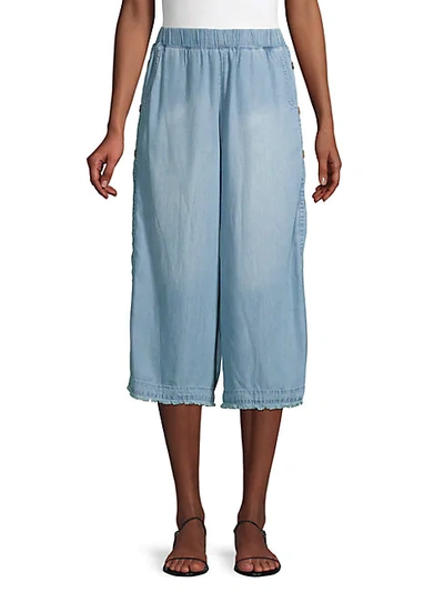 For The Republic Wide-leg Cropped Pants In Chambray