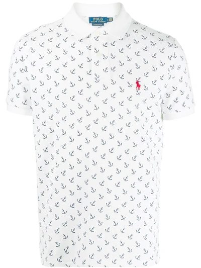 Polo Ralph Lauren Men's Classic-fit Anchor-print Polo Shirt In White