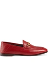 Gucci Red Leather Horsebit Loafers