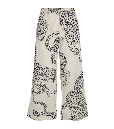 Desmond & Dempsey The Jag Printed Cotton Pyjama Trousers In White