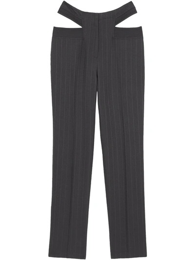 Burberry Pinstripe Reconstructed Trousers In Schwarz