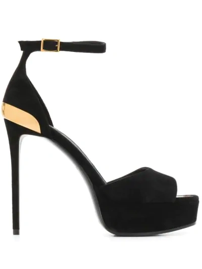 Balmain Sandal Pippa-suede Leather In Black