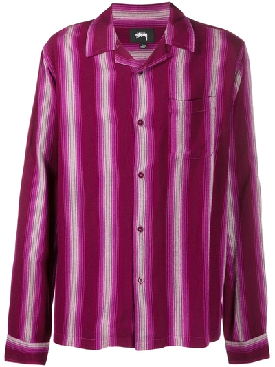 Stussy Shadow Striped Shirt In Purple