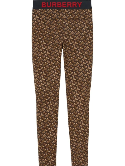 Burberry Monogram Print Stretch Leggings In Mixed