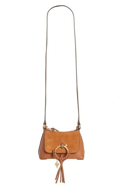 See By Chloé Mini Joan Leather Crossbody Bag In Caramello Brown/gold