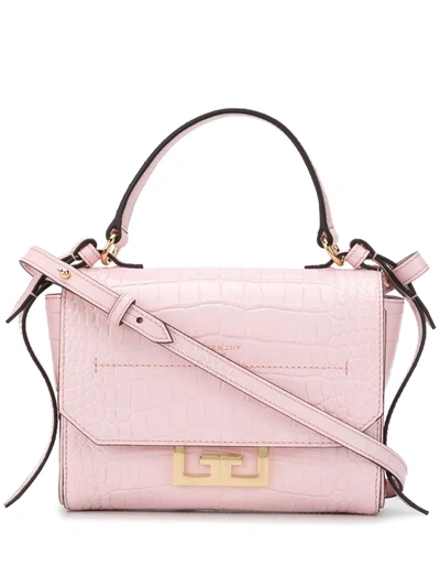 Givenchy Mini Eden Croc Embossed Calfskin Top Handle Bag In Pink