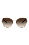 Tiffany & Co 59mm Gradient Butterfly Sunglasses In Pale Gold/ Brown Grad