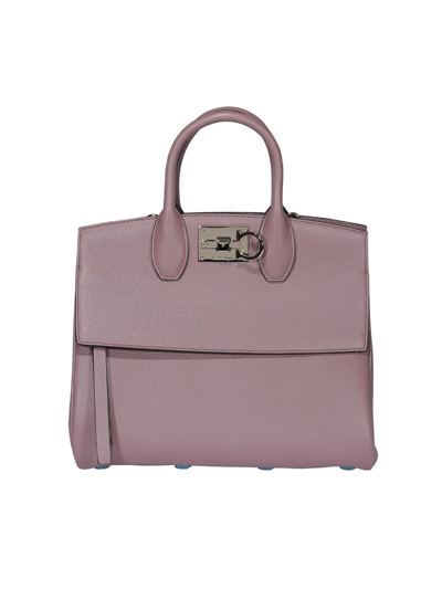 Ferragamo Studio Grainy Leather Bag In Pink
