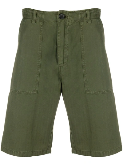 Department 5 Fatigue Distressed Effect Shorts In Green