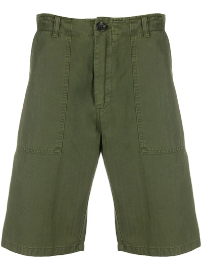 Department Five Fatigue Distressed Effect Shorts In Green