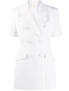 Sara Battaglia Smart Double Breasted Short-sleeved Jacket In White