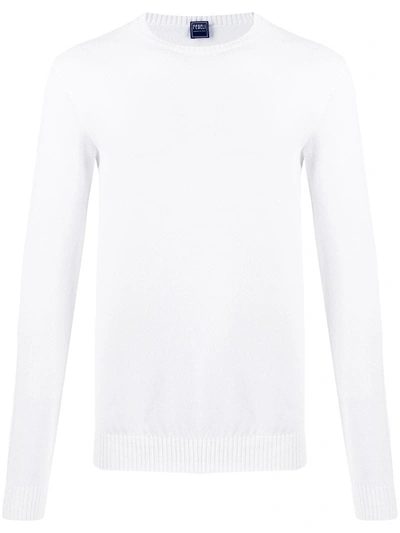 Fedeli Fine Knit Crewneck Jumper In White