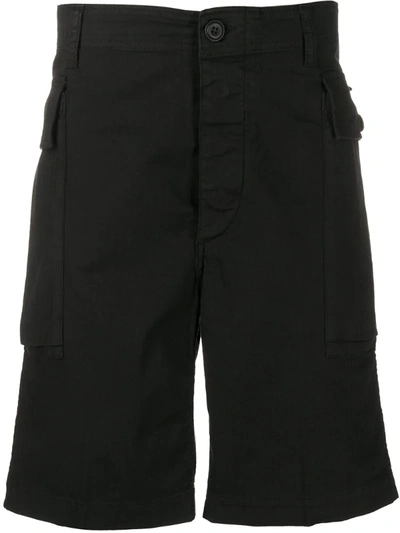 Aries 人字斜纹针织工装口袋短裤 In Black