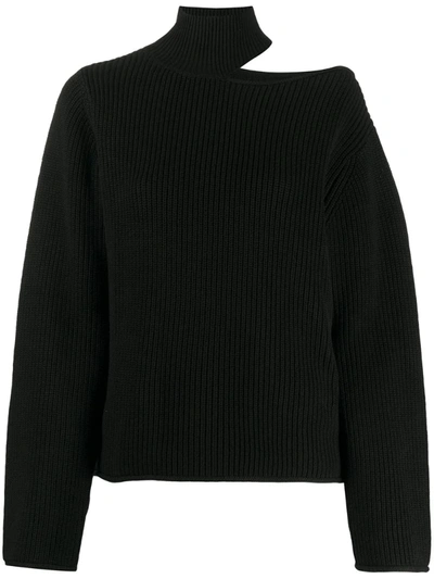 Rta Cut-detail Turtle Neck Jumper In Black