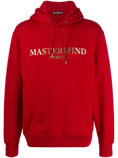 Mastermind Japan Logo Plaque Hoodie In Red
