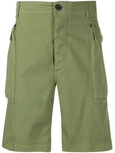 Aries Herringbone-weave Cargo Pockets In Green