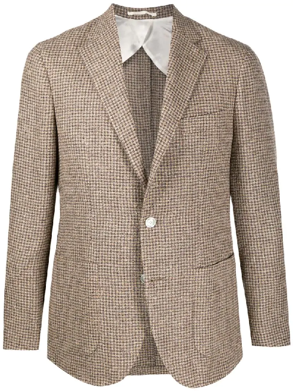 Barba Single-breasted Houndstooth Blazer In Brown | ModeSens