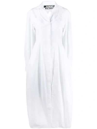 Jacquemus Cutaway Shirt Dress In White