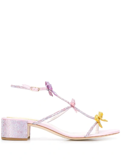 René Caovilla Bow Detailed Sequin Sandals In Purple