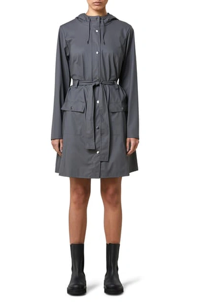 Rains Curve Waterproof Hooded Raincoat In Charcoal