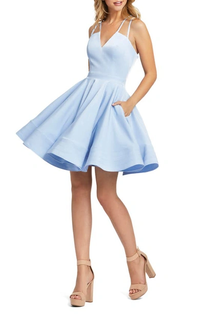 Mac Duggal Strappy Back Fit & Flare Cocktail Dress In French Blue