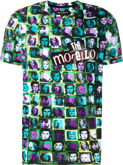 Frankie Morello Cotton T Shirt With Multicolor Print In Blue
