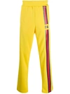 Palm Angels Striped Patch Track Pants In Yellow