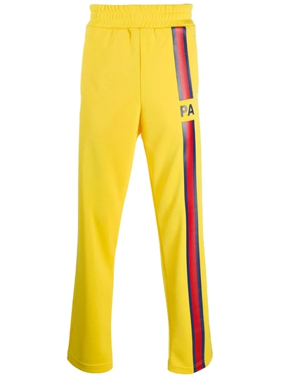 Palm Angels Striped Patch Track Pants In Yellow