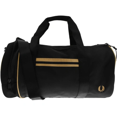 Fred Perry Travel Duffle Weekend Shoulder Bag In Nero