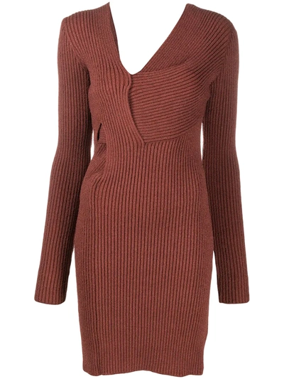 Bottega Veneta Cut-out Knitted Dress In Rust