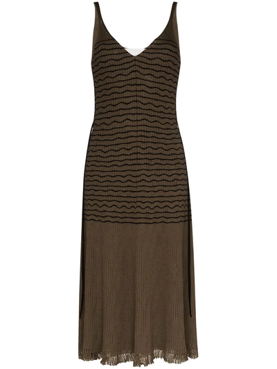 Chloé Sleeveless Stripe Midi Dress In Brown
