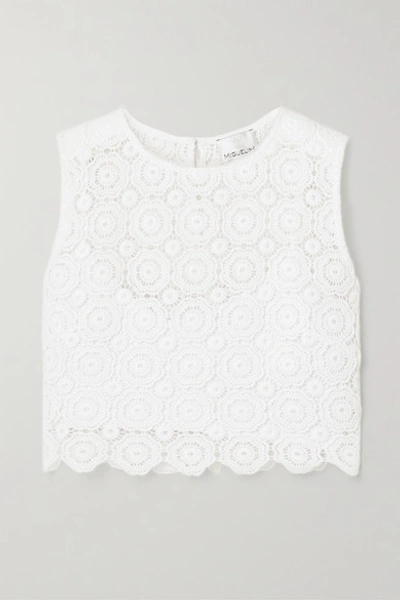 Miguelina Ruby Cropped Crocheted Cotton Top In White