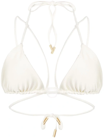 Cult Gaia Embellished Triangle Bikini Top In Cream