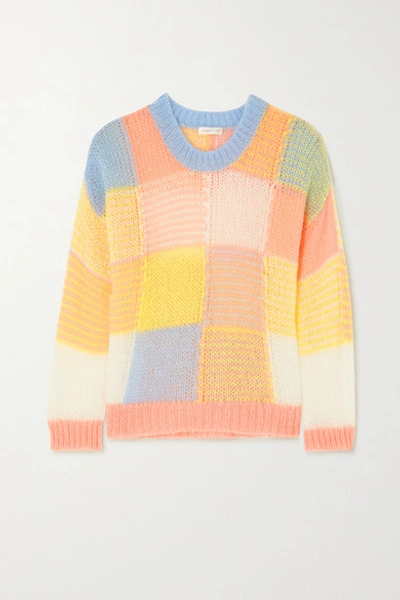 Stine Goya Sana Color-block Open-knit Sweater In Pink
